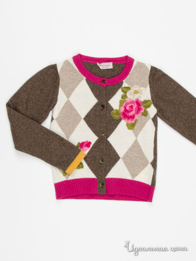 Кардиган Monnalisa, цвет коричневый, белый