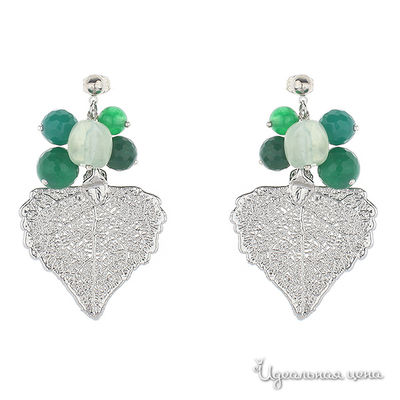Серьги Ester Bijoux, цвет зеленый, серебряный