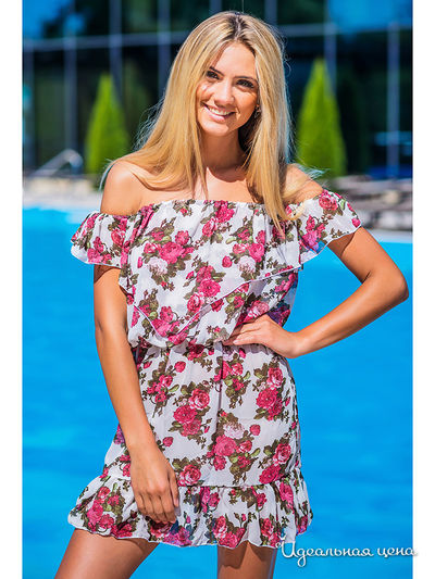 Платье SK-House, цвет белый, розовый