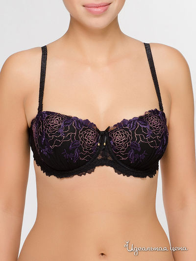 Бюстгальтер-балконет Grandissima, цвет черный, фиолетовый