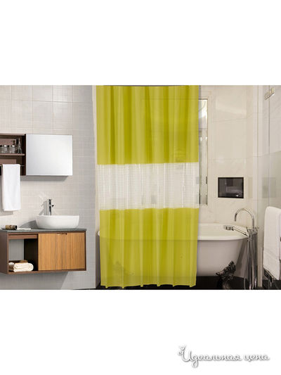 Штора для ванной, 180*180 см Valtery, цвет желтый, белый