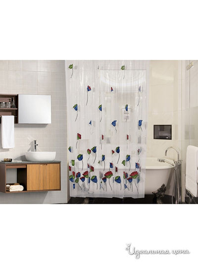 Штора для ванной, 180*180 см Valtery, цвет белый, синий