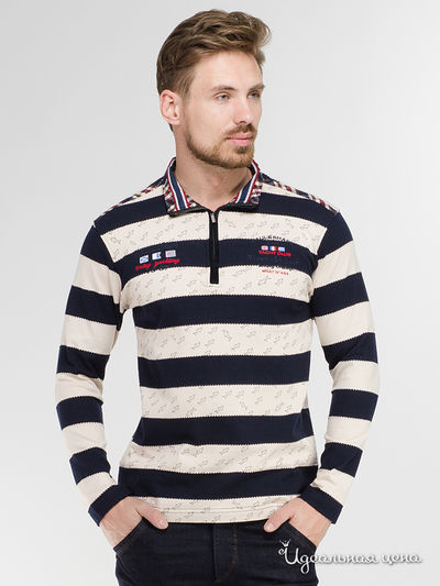 Поло Paul & Shark, цвет синий, бежевый