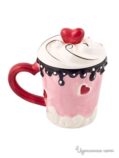 Кружка с крышкой, 450 мл Elff Decor, цвет розовый