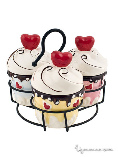 Набор банок на металлической подставке, 3 шт Elff Decor, цвет Мультиколор