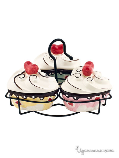 Набор банок на металлической подставке, 3 шт Elff Decor, цвет Мультиколор