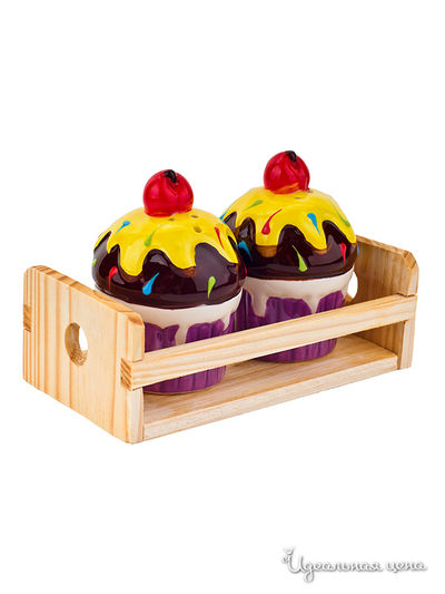 Солонка и перечница на деревянной подставке Elff Decor, цвет фиолетовый