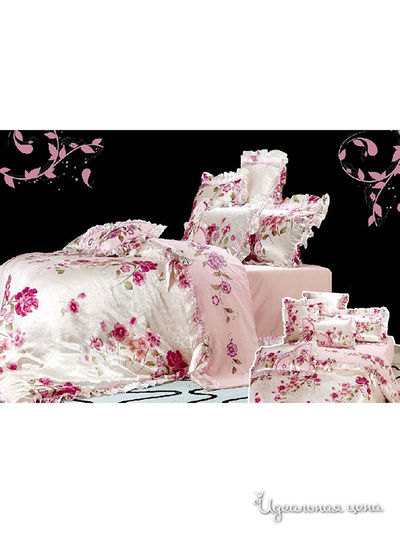 Комплект постельного белья Евро Valtery, цвет белый, розовый