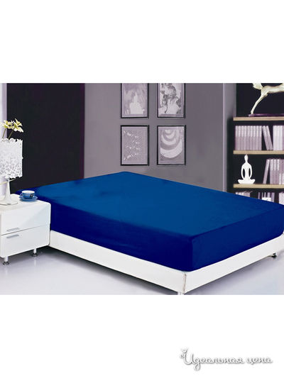Простынь на резинке, 180х200 см Valtery, цвет синий