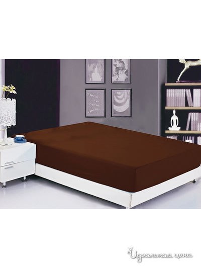 Простынь на резинке, 180х200 см Valtery, цвет коричневый