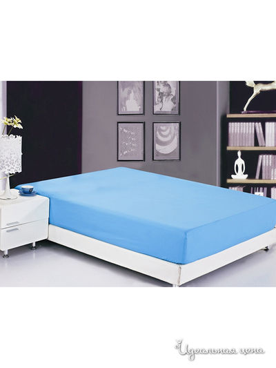 Простынь на резинке, 180х200 см Valtery, цвет голубой