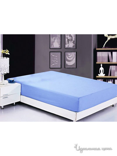 Простынь на резинке, 200х220 см Valtery, цвет голубой