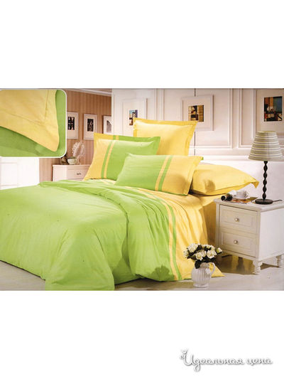 Комплект постельного белья семейный Valtery, цвет зеленый, желтый