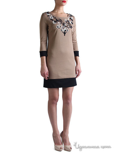 Платье Eva Milano, цвет бежевый, черный