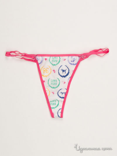 Трусы-стринги Victoria's Secret, цвет розовый, белый