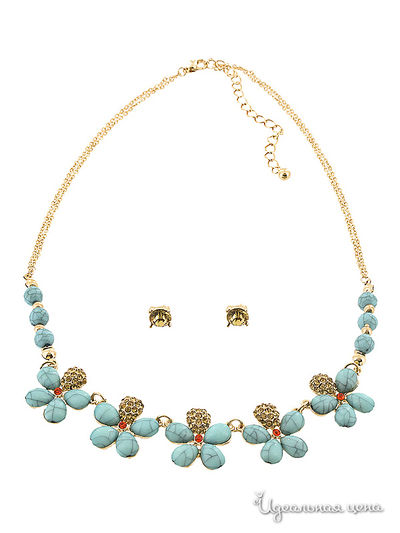 Комплект: колье и серьги Taya, цвет бирюзовый