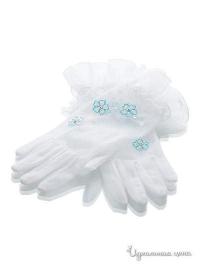 Перчатки Arina для девочки, цвет белый, голубой
