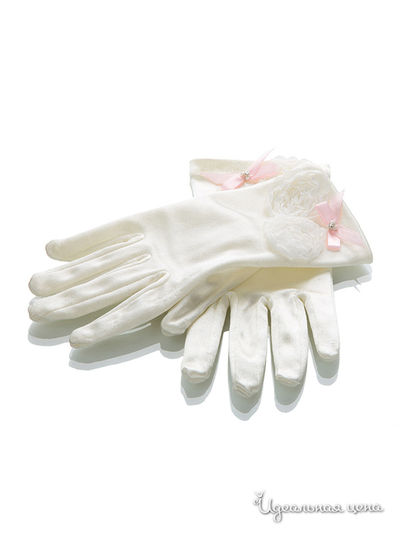 Перчатки Arina для девочки, цвет белый, розовый