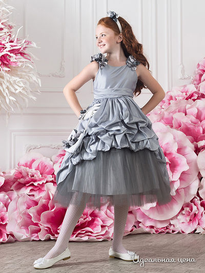 Комплект (платье, перчатки, сумочка, ободок) Arina, цвет темно-серый