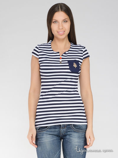 Футболка Angie, цвет синий, белый