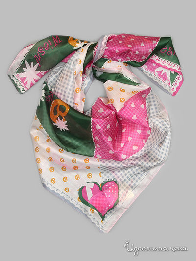 Платок Passigatti, цвет зеленый, розовый, бежевый