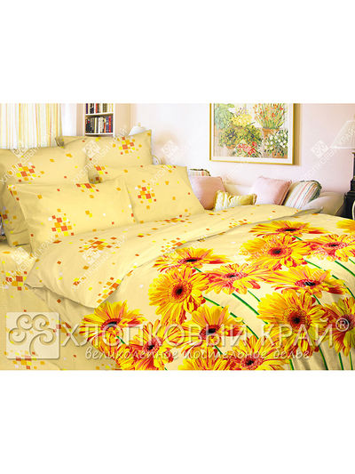 Комплект постельного белья 1,5 спальный Хлопковый Край, цвет желтый