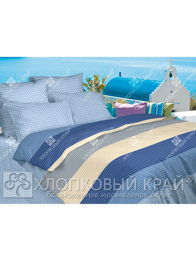 Комплект постельного белья двуспальный Хлопковый Край, цвет голубой