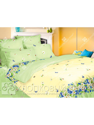 Комплект постельного белья семейный Хлопковый Край, цвет голубой