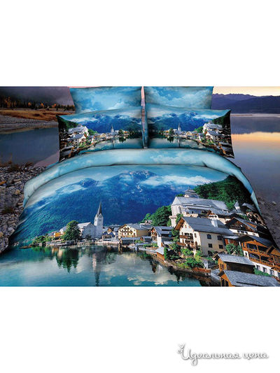 Комплект постельного белья Евро 3D Shinning Star, цвет синий