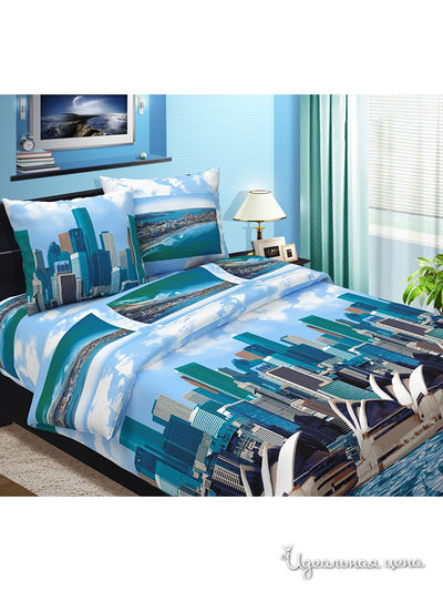Комплект постельного белья двуспальный Традиция Текстиля, цвет голубой, зеленый