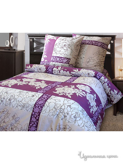 Комплект постельного белья 1,5-спальный, 50*70 см Блакiт, цвет белый, сиреневый