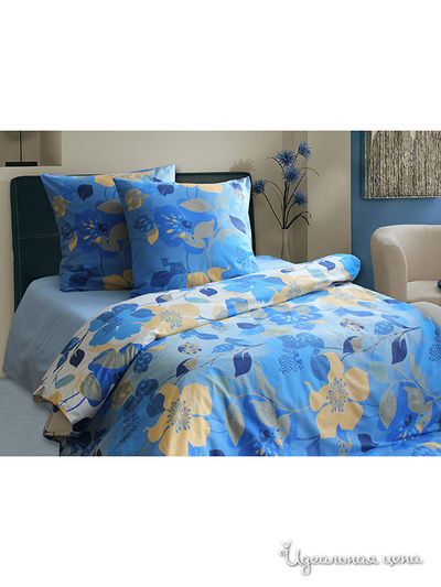 Комплект постельного белья 1,5-спальный, 50*70 см Блакiт, цвет голубой