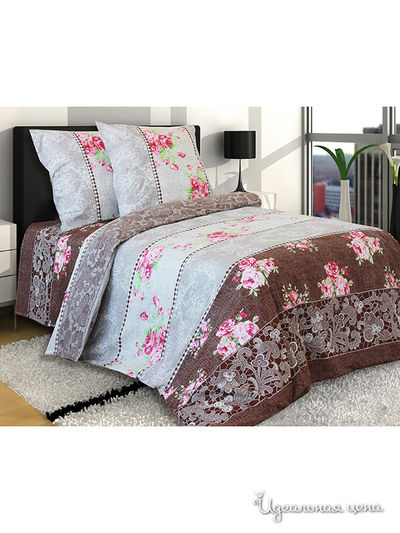 Комплект постельного белья двуспальный, 50*70 см Блакiт, цвет коричневый, розовый