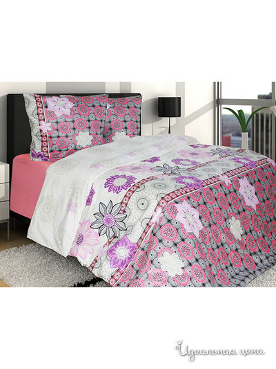 Комплект постельного белья 1,5-спальный, 50*70 см Блакiт, цвет розовый, серый