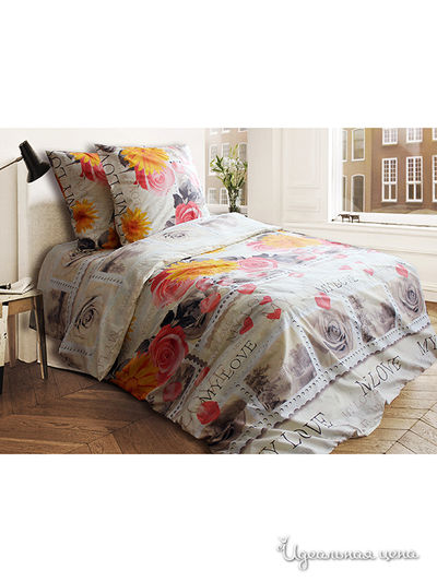 Комплект постельного белья 1,5-спальный, 70*70 см Блакiт, цвет розовый, оранжевый, бежевый