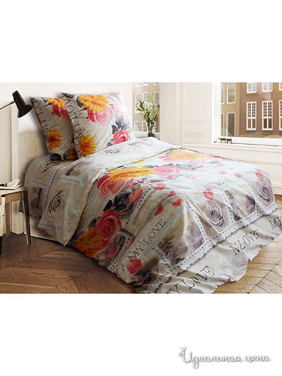 Комплект постельного белья семейный Блакiт, цвет розовый, оранжевый, бежевый