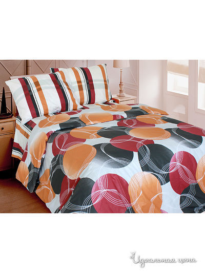Комплект постельного белья 1,5-спальный, 70*70 см Блакiт, цвет белый, оранжевый, красный