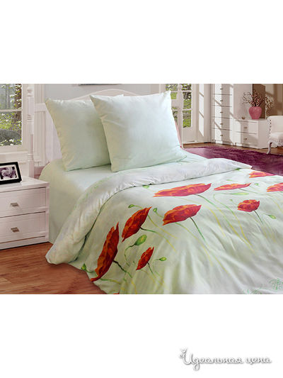 Комплект постельного белья 1,5-спальный, 50*70 см Блакiт, цвет красный, светло-зеленый