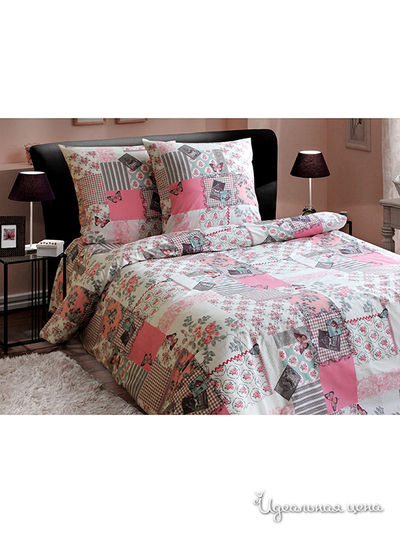 Комплект постельного белья 1,5-спальный, 70*70 см Блакiт, цвет розовый, серый