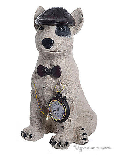 Статуэтка "Собака с часами" PetitJardin, цвет бежевый