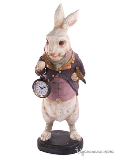 Статуэтка "Кролик с часами" PetitJardin, цвет бежевый, сиреневый