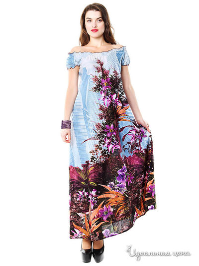 Платье La Via Estelar, цвет голубой, розовый, коричневый