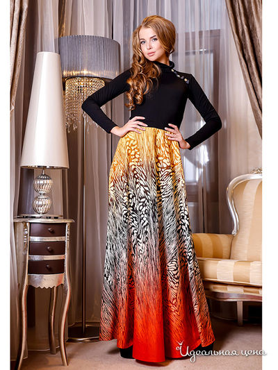 Платье Medini, цвет черный, оранжевый, красный