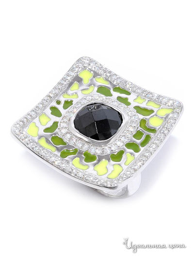 Кольцо SILVER-WINGS, цвет салатовый