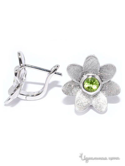 Серьги SILVER-WINGS, цвет зеленый