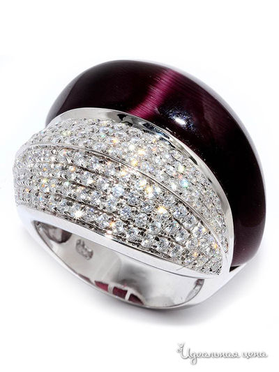 Кольцо SILVER-WINGS, цвет бордовый, белый