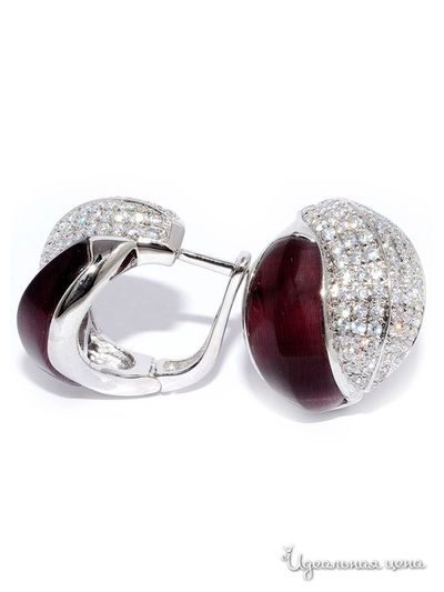 Серьги SILVER-WINGS, цвет бордовый