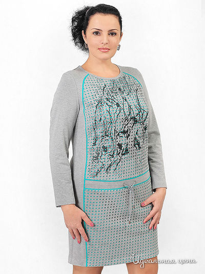 Платье Мадам Рита, цвет серый, бирюзовый