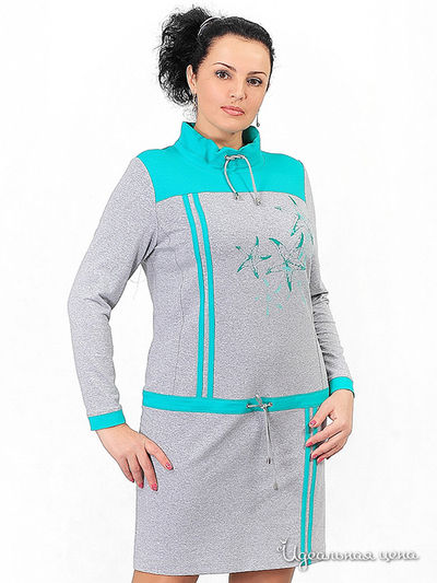 Платье Мадам Рита, цвет серый, бирюзовый