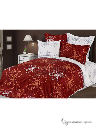 Комплект постельного белья Евро Goldtex, цвет красный, молочный